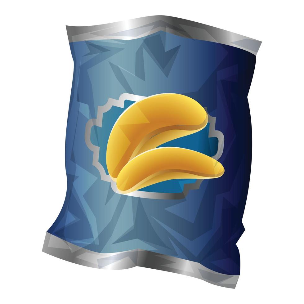 Chips package icon, cartoon style vector