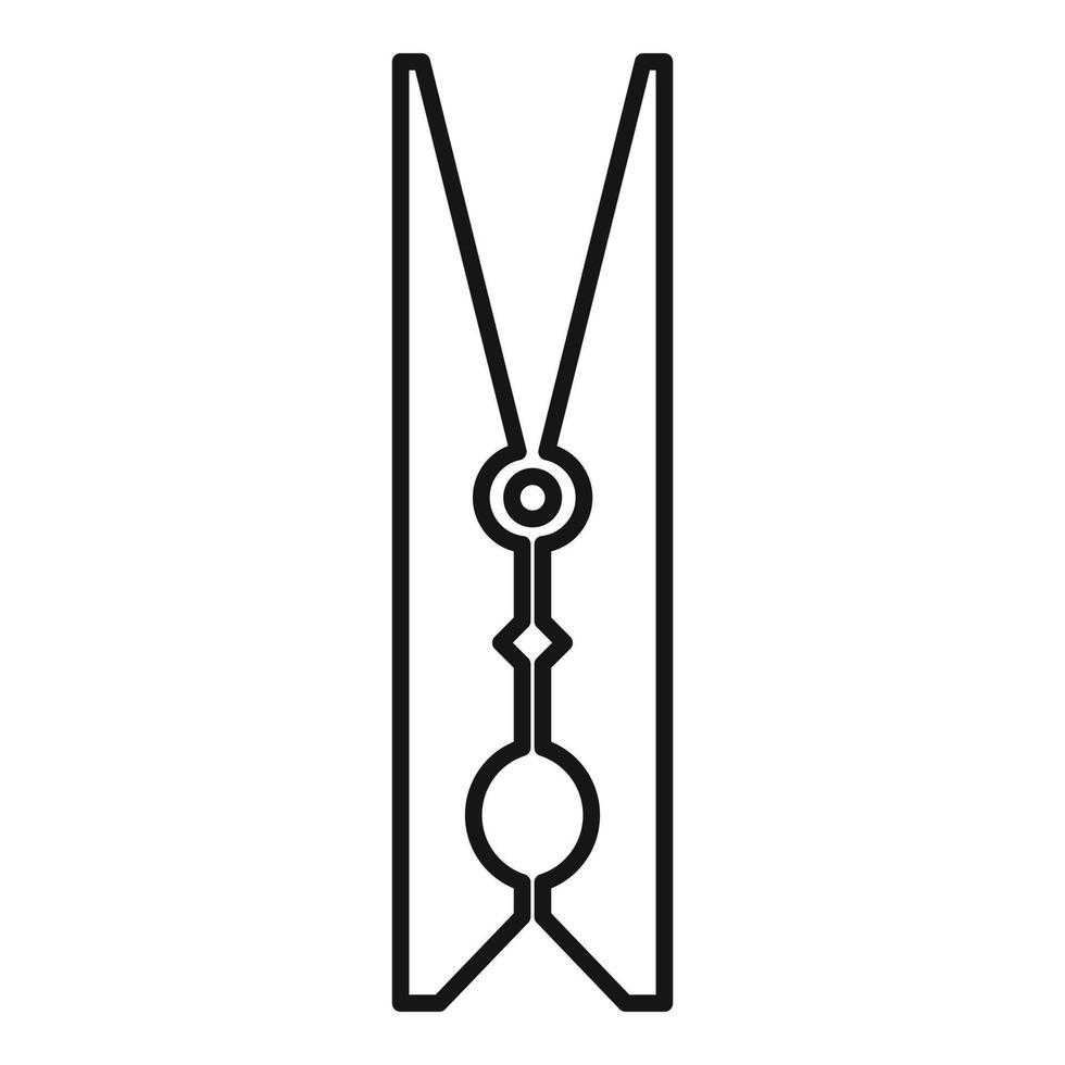 Wood clothes pin icon, outline style vector