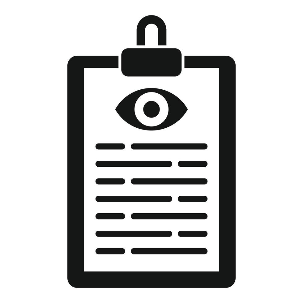 icono de la tarjeta de examen ocular, estilo simple vector