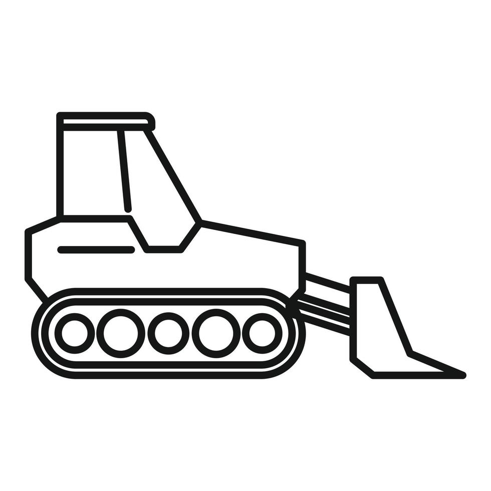 Front bulldozer icon, outline style vector