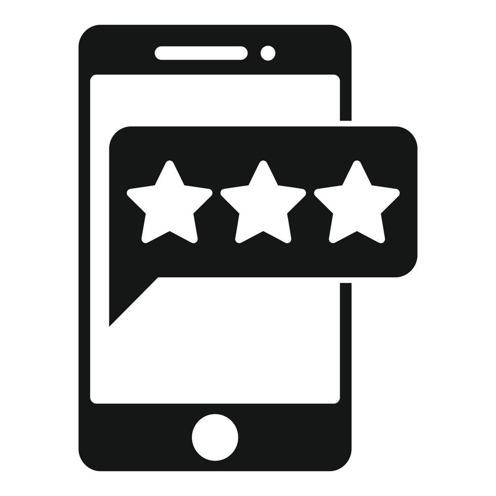 Smartphone review reputation icon, simple style vector