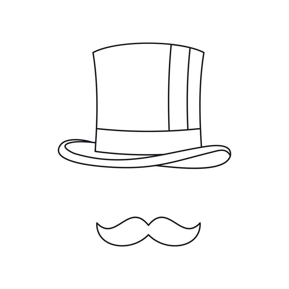 Cylinder and moustaches icon, outline style vector