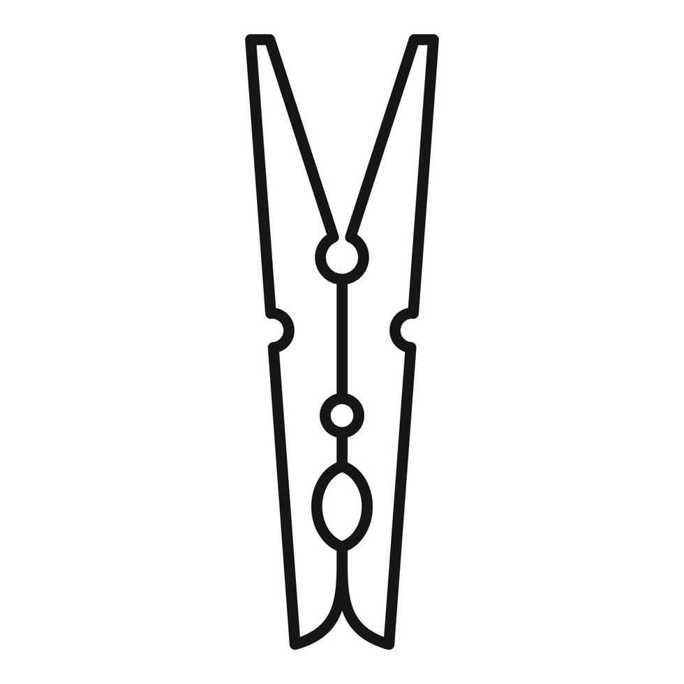 Laundry clothes pin icon, outline style vector