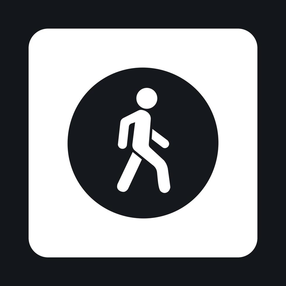 Man on a pedestrian crossing icon, simple style vector