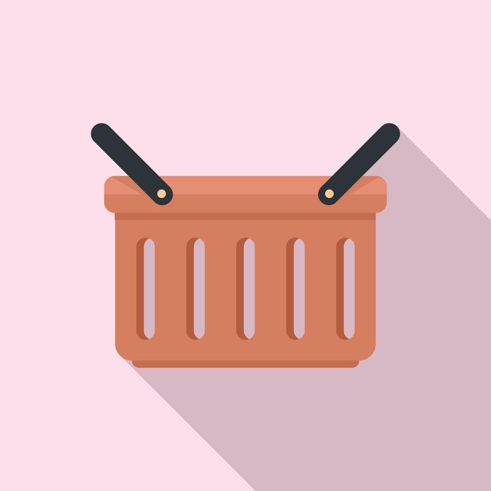 Grocery shop basket icon, flat style vector