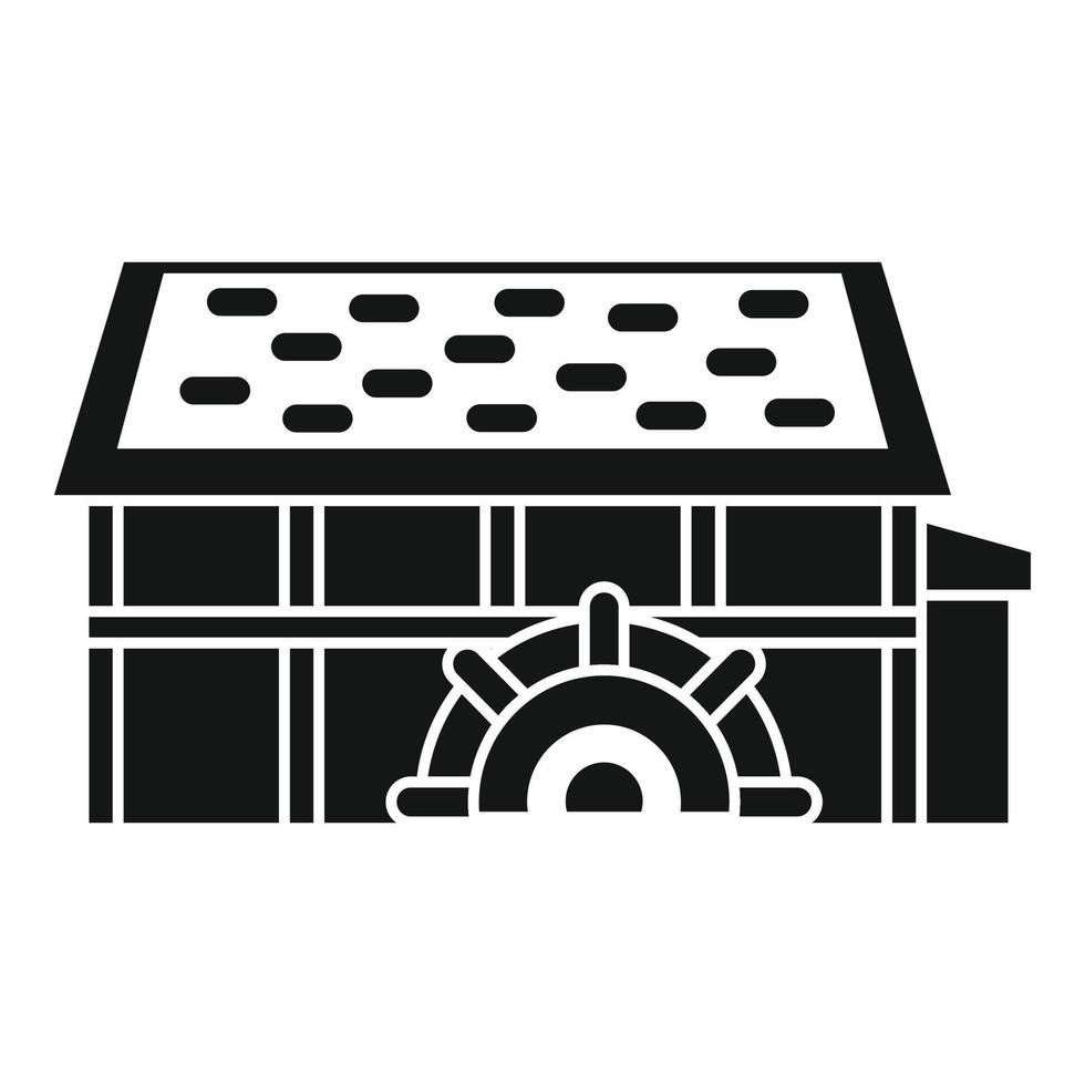 Old water mill icon, simple style vector