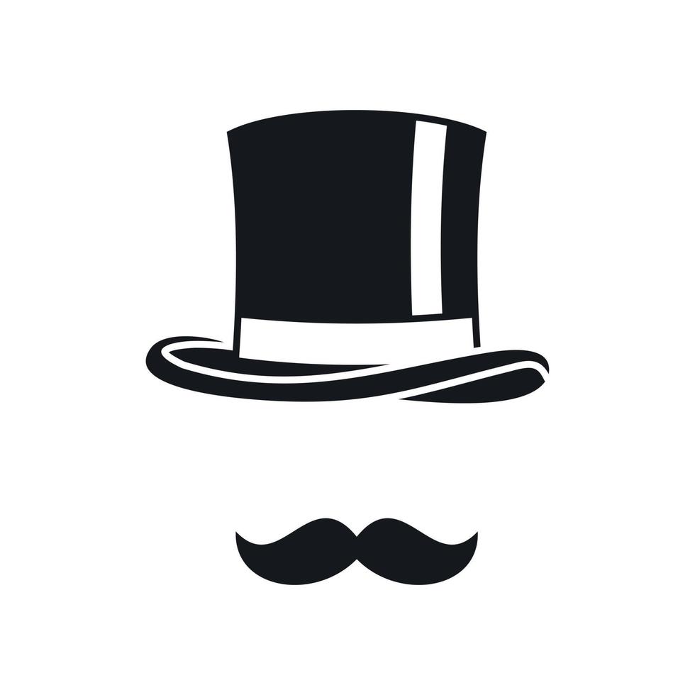 Cylinder and moustaches icon, simple style vector