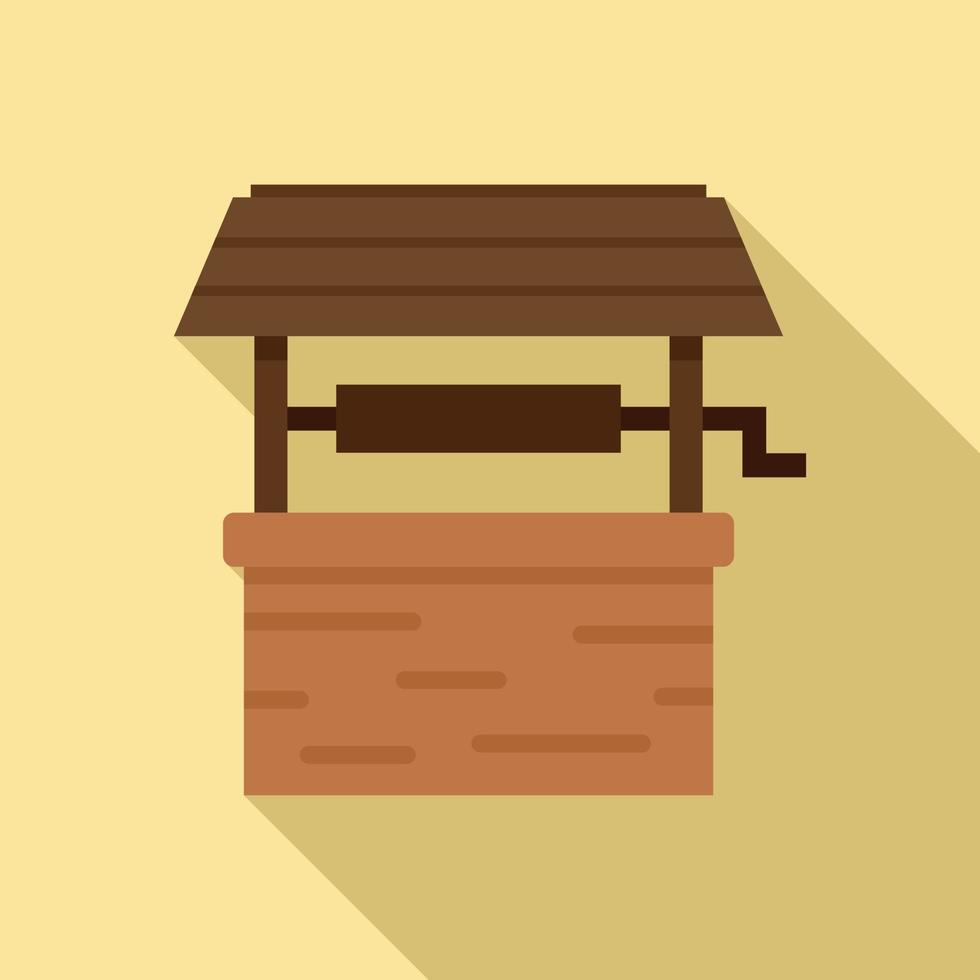 Garden water well icon, flat style vector