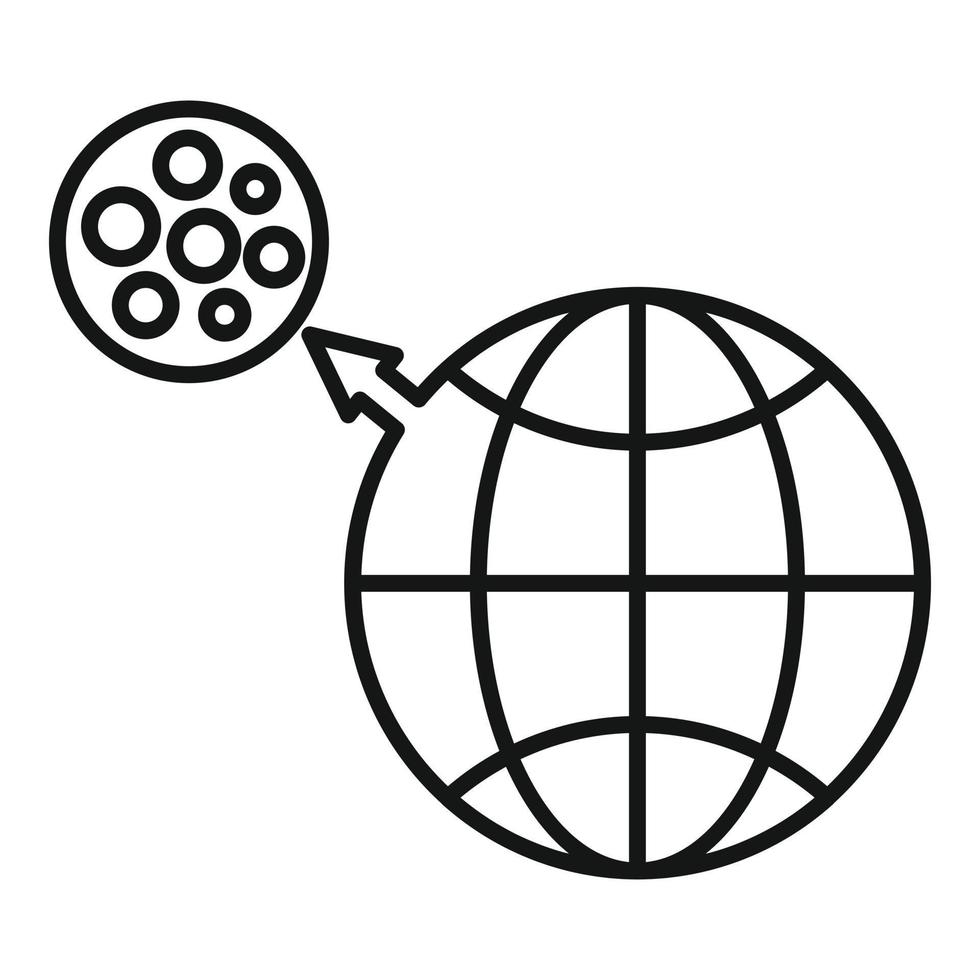 Earth moon gravity icon, outline style vector