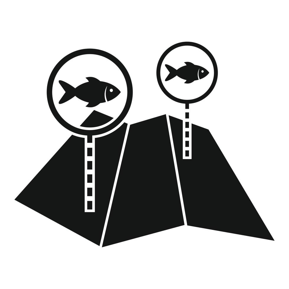 Map fish icon, simple style vector