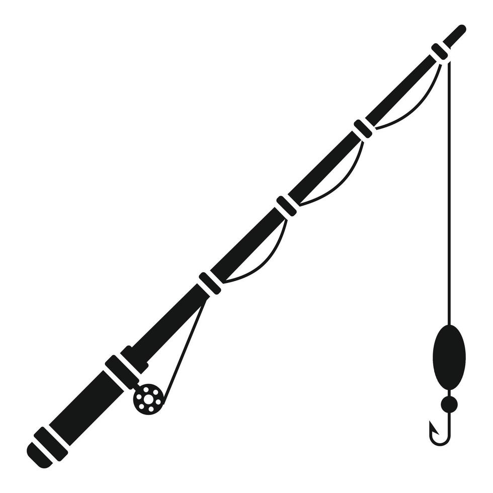 icono de caña de pescar, estilo simple vector