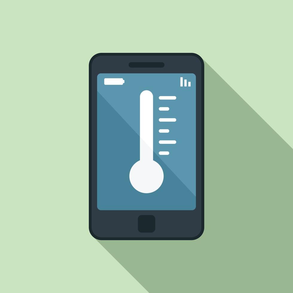 Smartphone temperature control icon, flat style vector