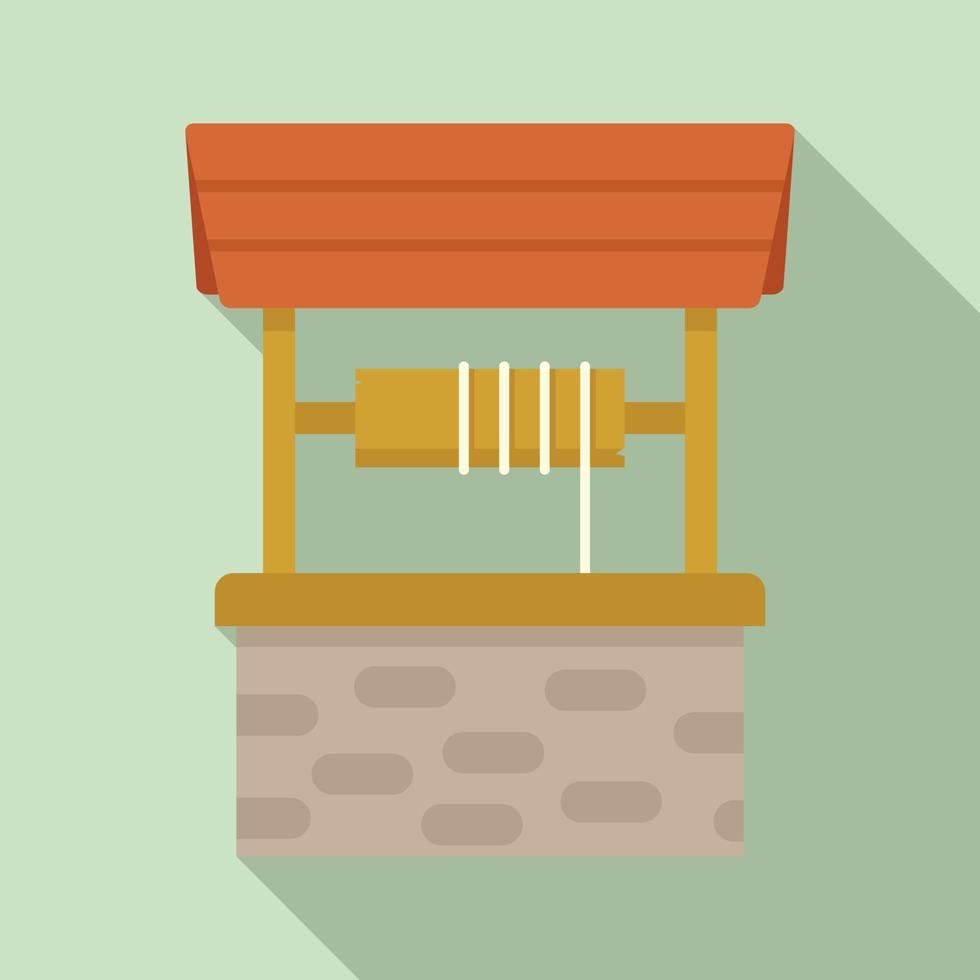 Artesian water well icon, flat style vector