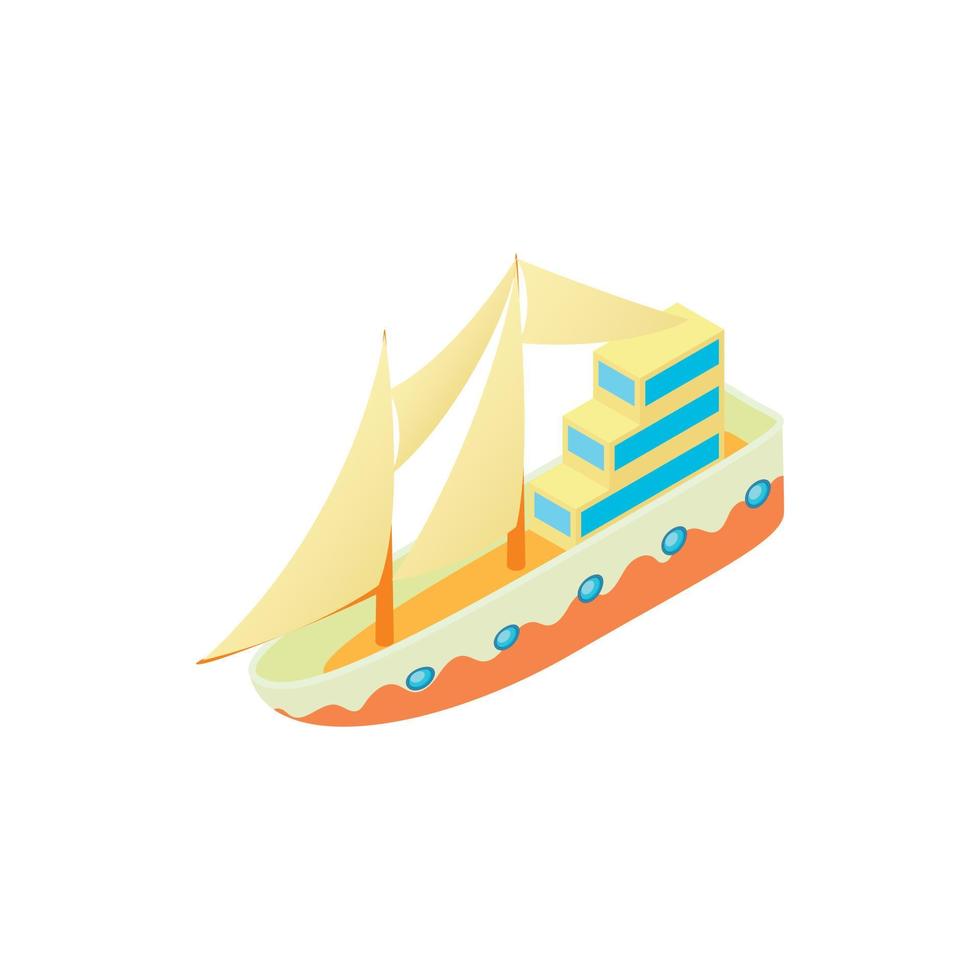 icono de barco de pasajeros, estilo de dibujos animados vector