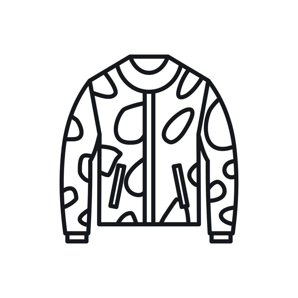 icono de chaqueta de camuflaje, estilo de esquema vector