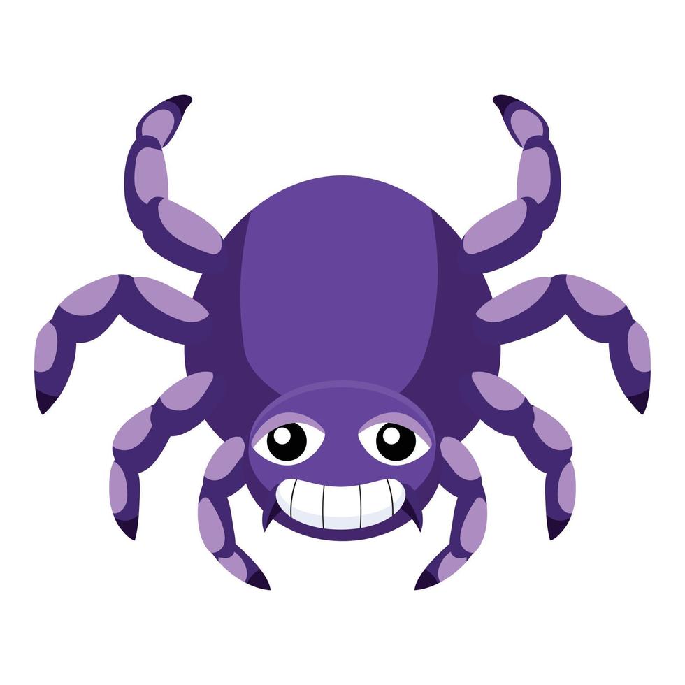 Violet spider icon, cartoon style vector