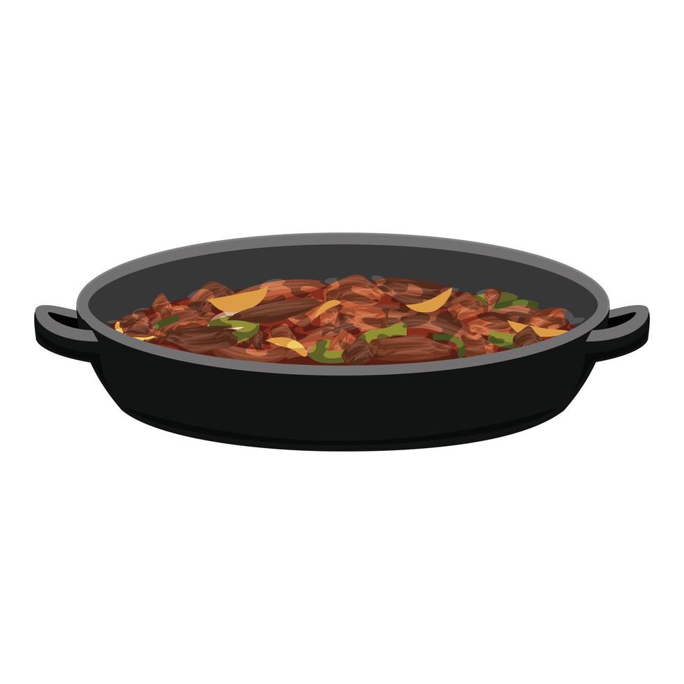 Stewed meat icon, cartoon style vector