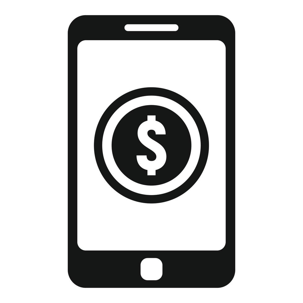 icono de billetera digital de teléfono en dólares, estilo simple vector