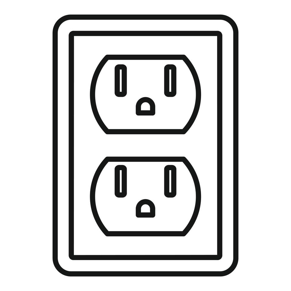 Double power socket icon, outline style vector