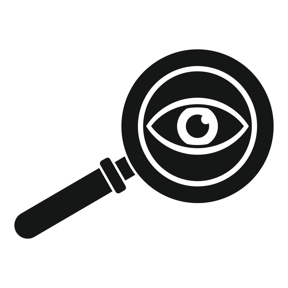 icono de lupa de examen ocular, estilo simple vector