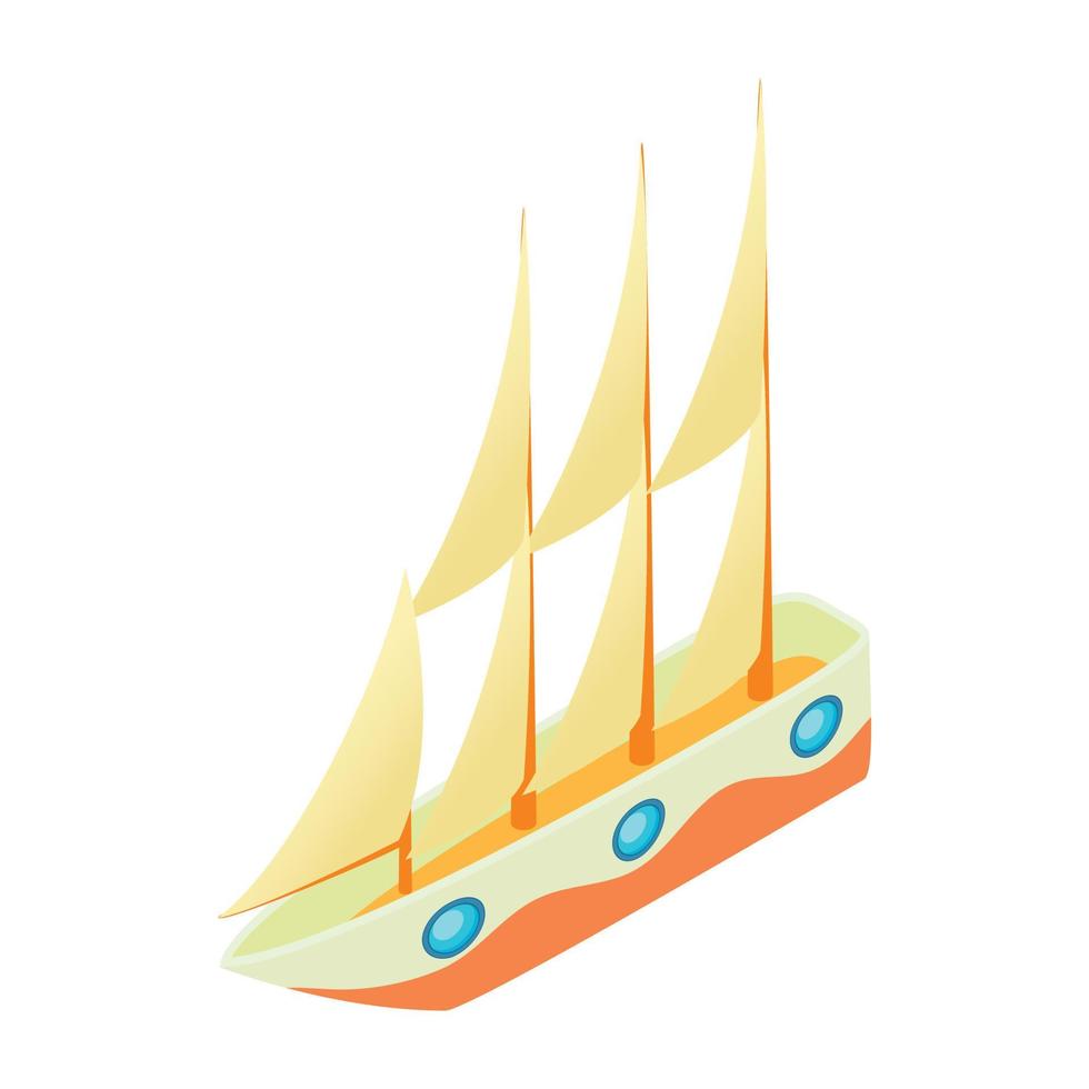 icono de velero, estilo de dibujos animados vector