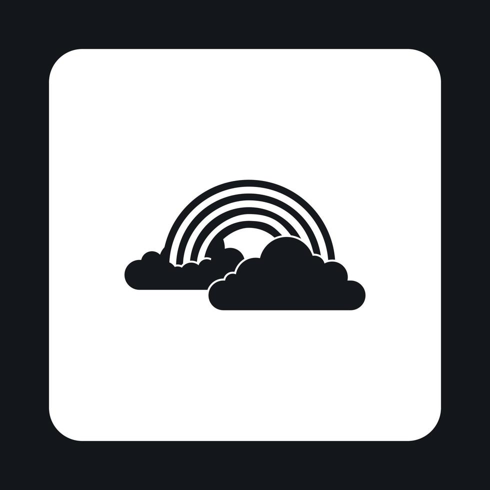 Clouds and rainbow icon, simple style vector