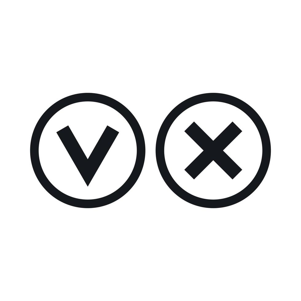 Signs of choice of tick and cross icon vector