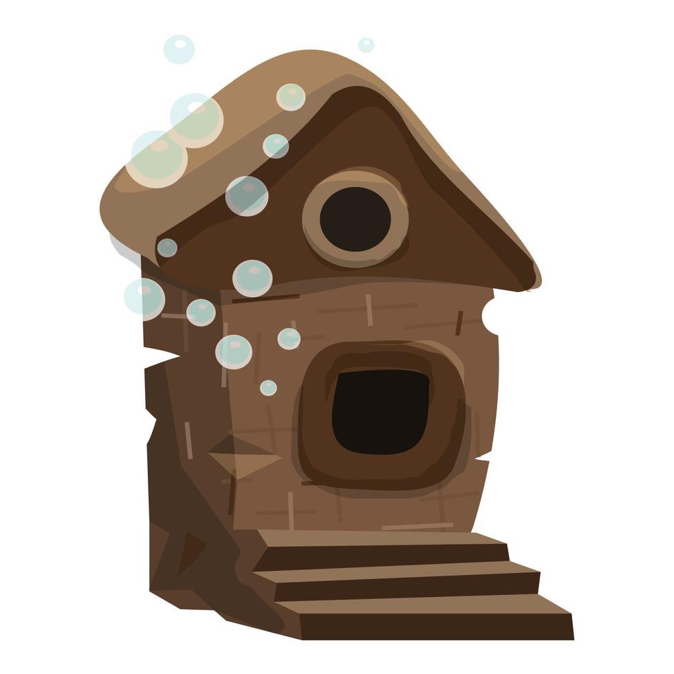 Aquarium fish house icon, cartoon style vector