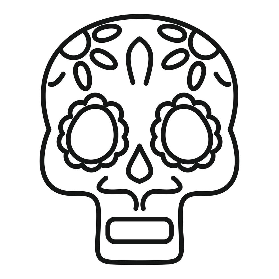 icono de calavera mexicana, estilo de esquema vector