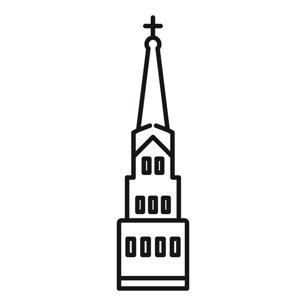 icono del edificio de la iglesia de riga, estilo de contorno vector