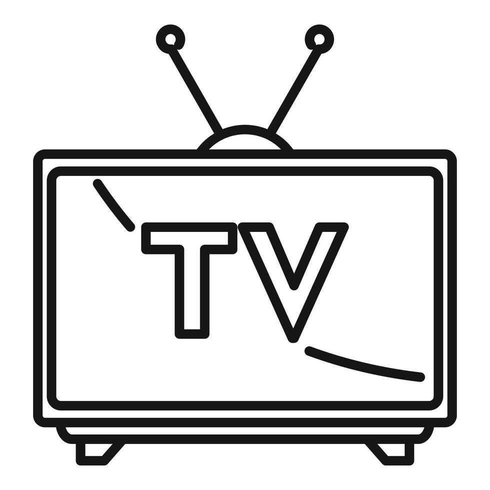 icono de televisor público de la casa, estilo de contorno vector