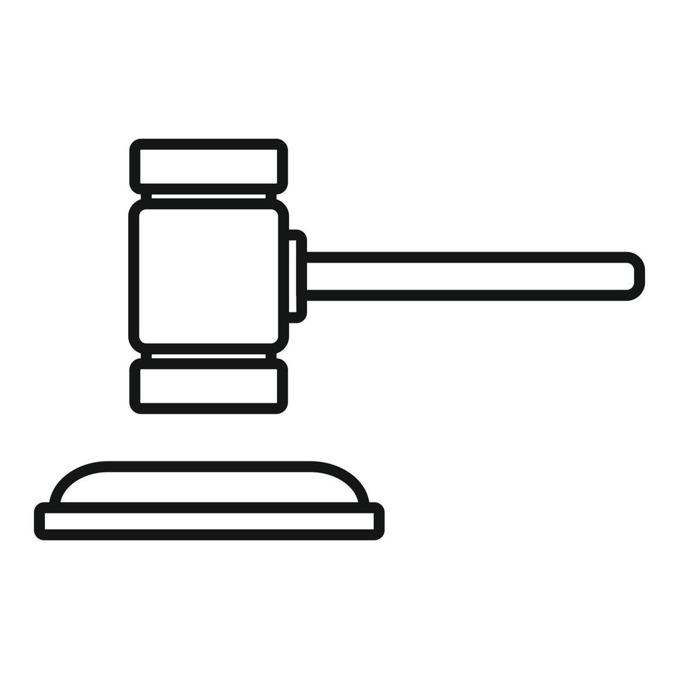 Notary wood gavel icon, outline style vector