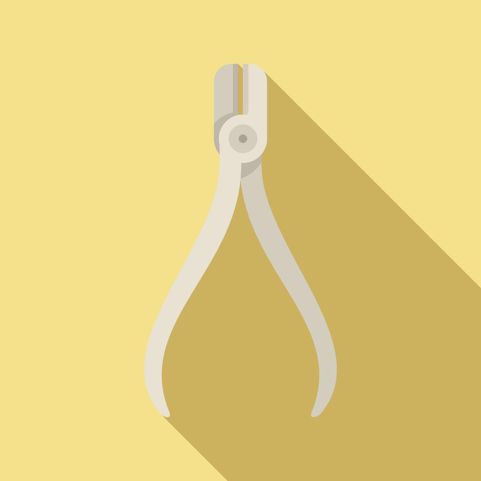 Steel dentist pliers icon, flat style vector