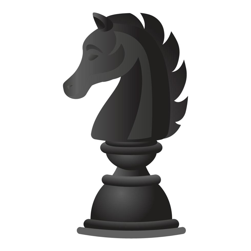 Black chess horse icon, cartoon style vector