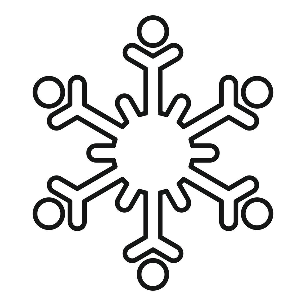 Winter snowflake icon, outline style vector