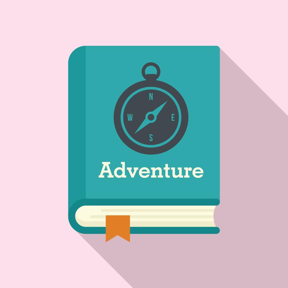 Adventure book icon, flat style vector