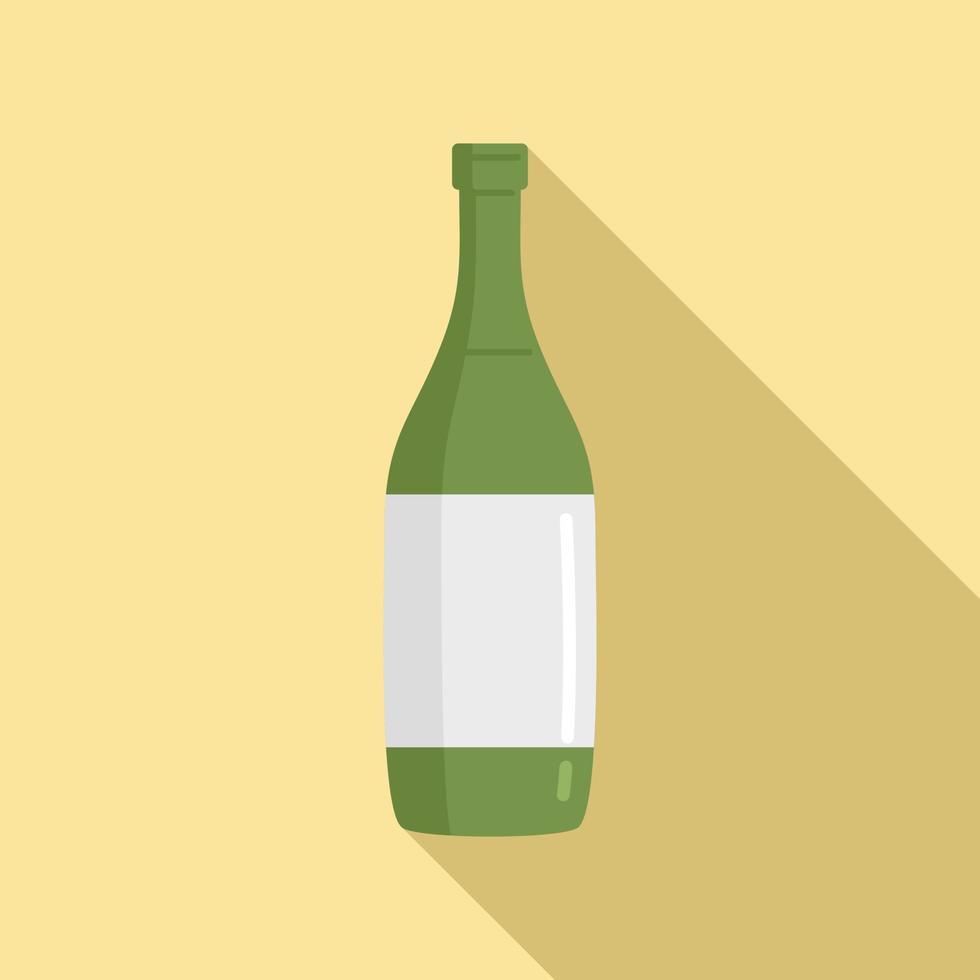 Empty wine bottle icon, flat style vector