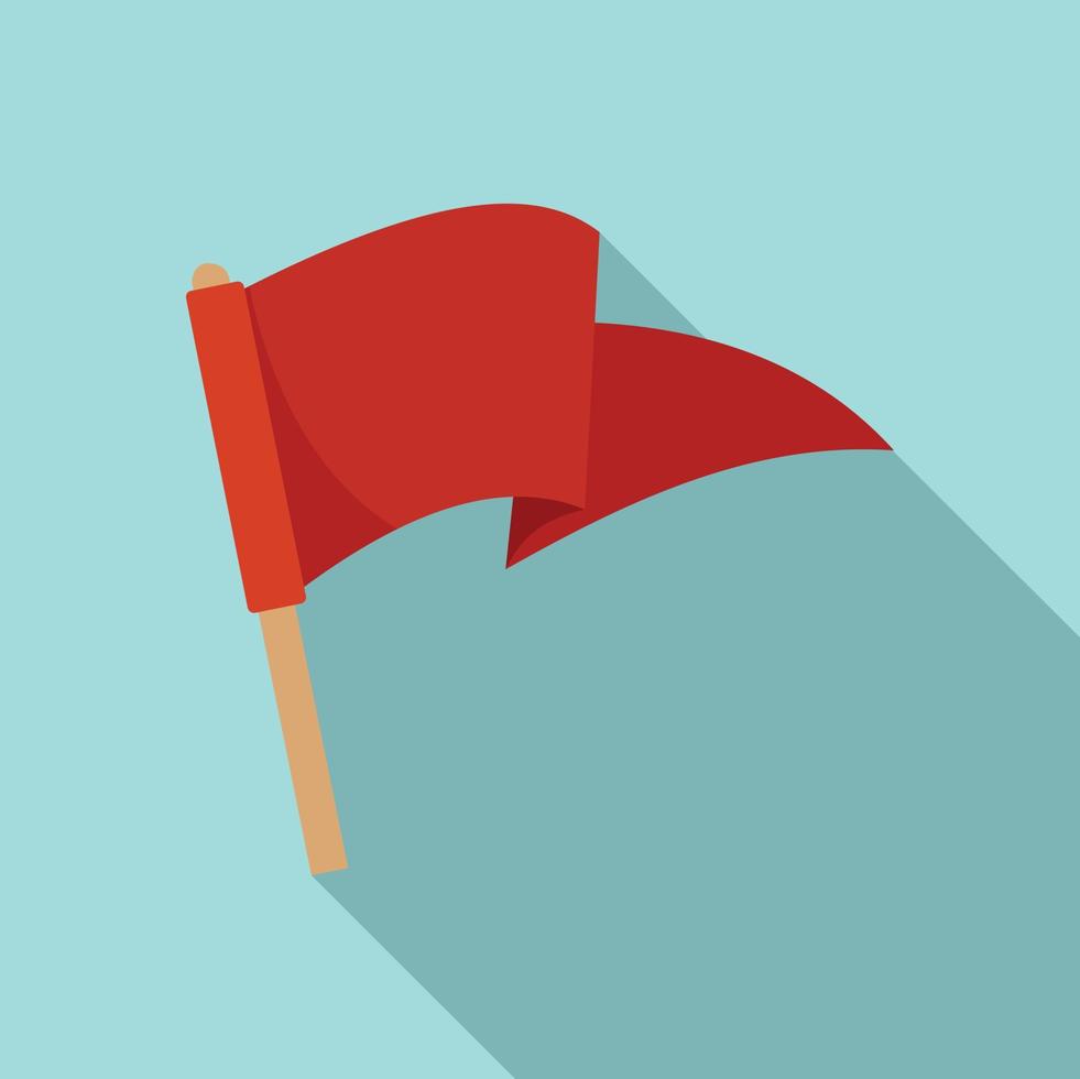 Red flag mission icon, flat style vector