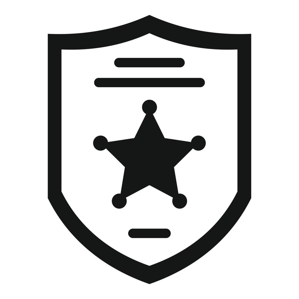 icono de escudo de policía investigador, estilo simple vector