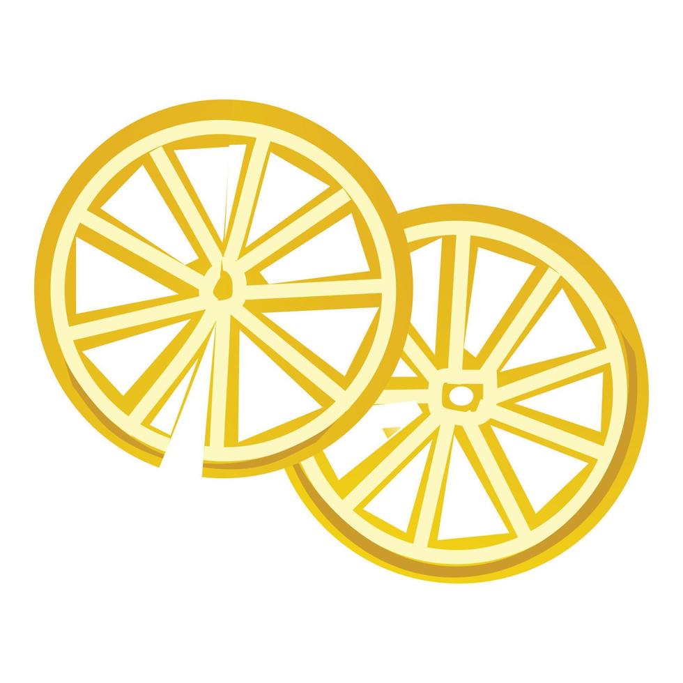 Slices of lemon icon, cartoon style vector