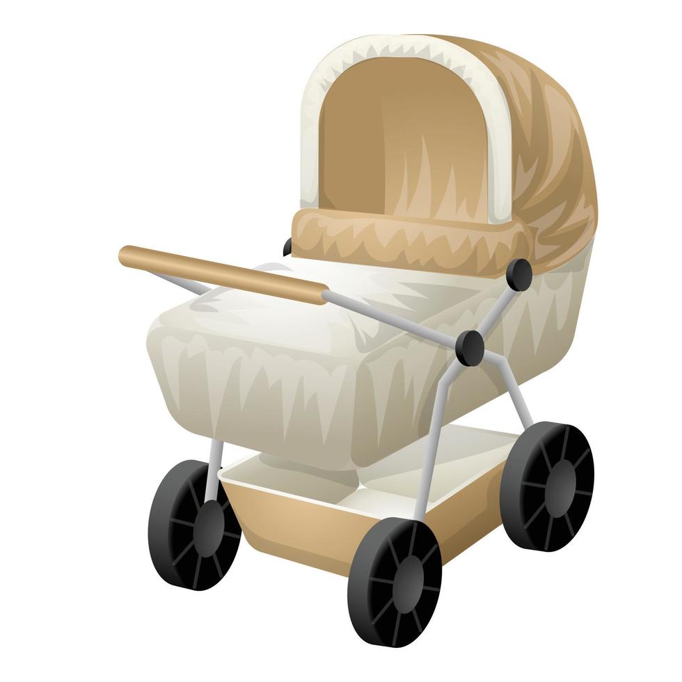 Textile pram baby icon, cartoon style vector