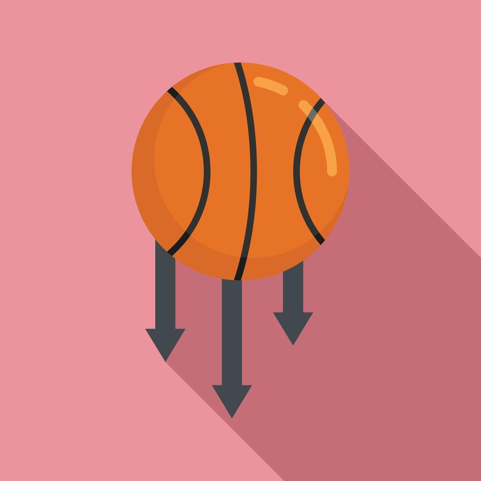 icono de gravedad de pelota de baloncesto, estilo plano vector