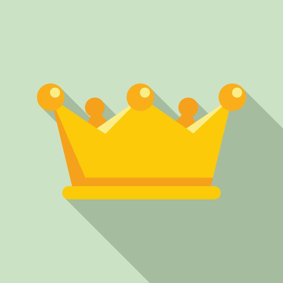 Gold game crown icon, flat style vector