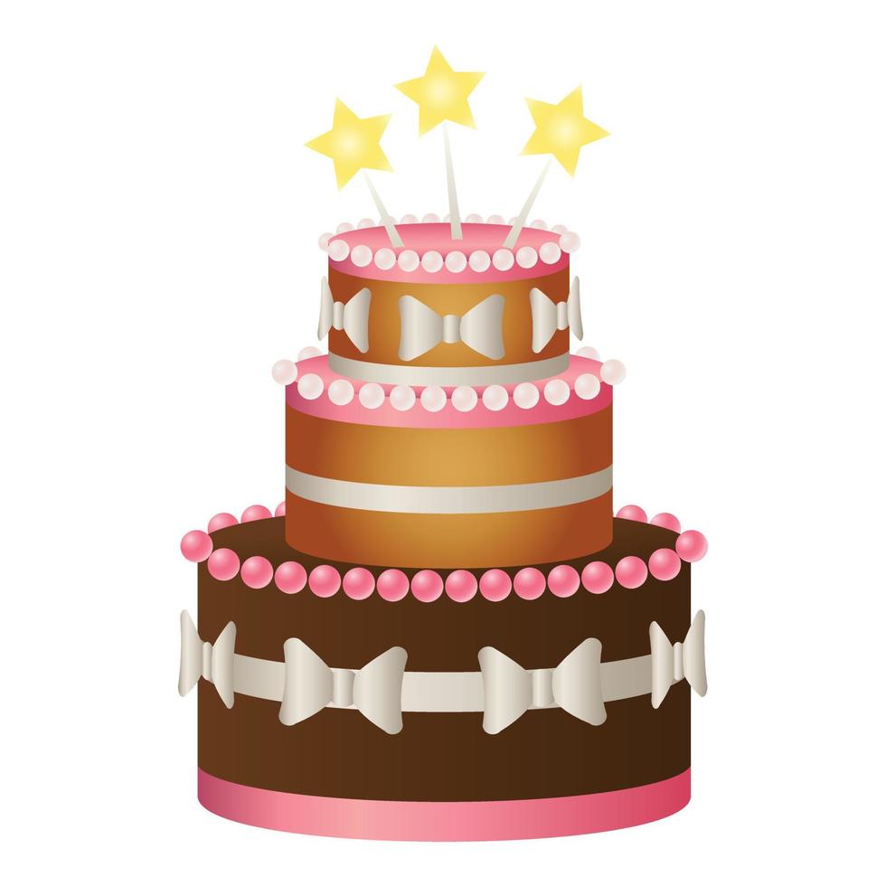 Happy birthday cake icon, cartoon style vector