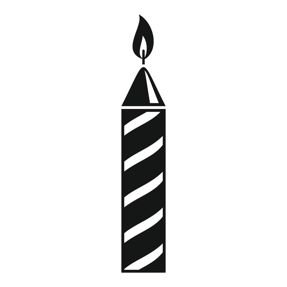 Burning birthday candle icon, simple style vector