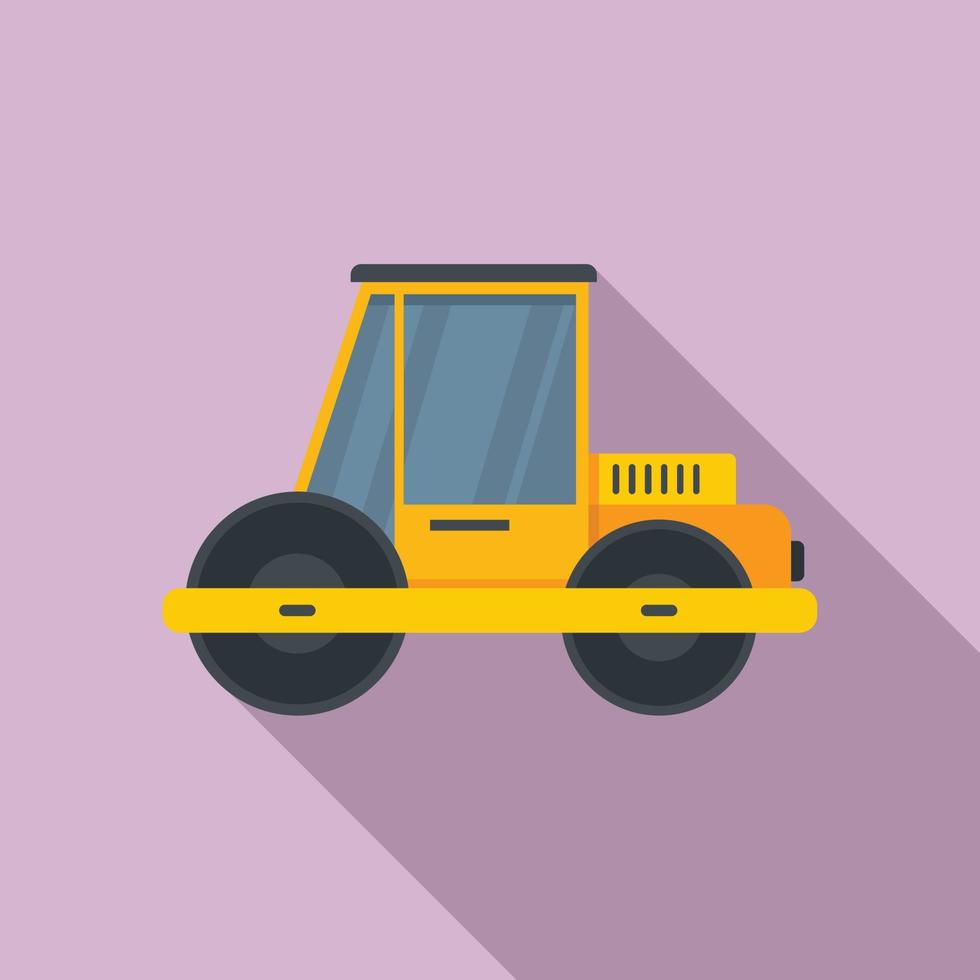 icono de rodillo de carretera de construcción, estilo plano vector