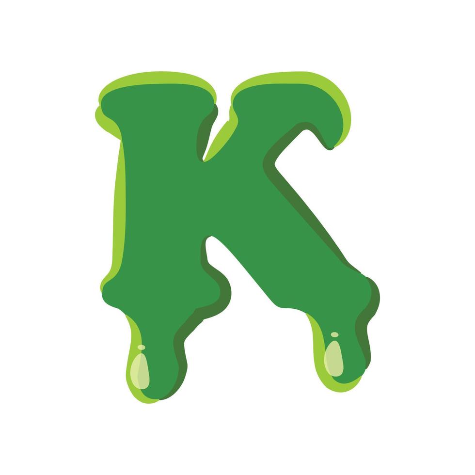 Letter K made of green slime vector