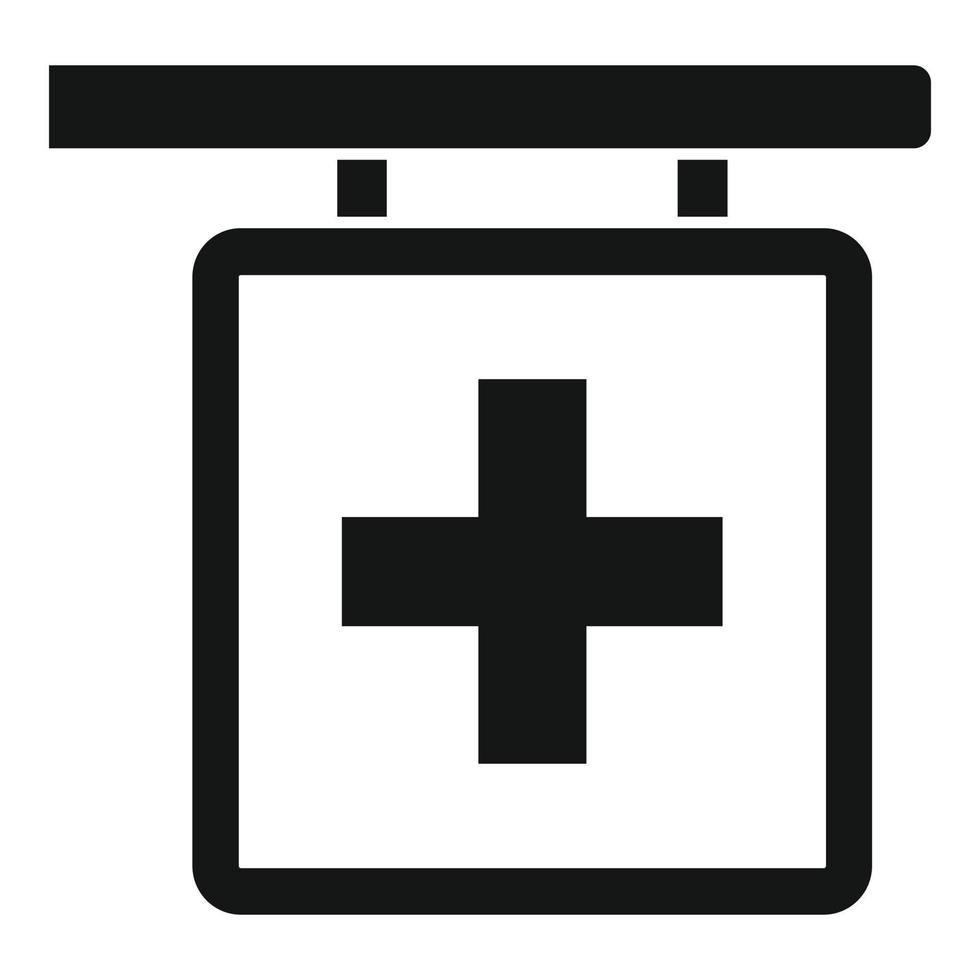 Pharmacy cross sign icon, simple style vector