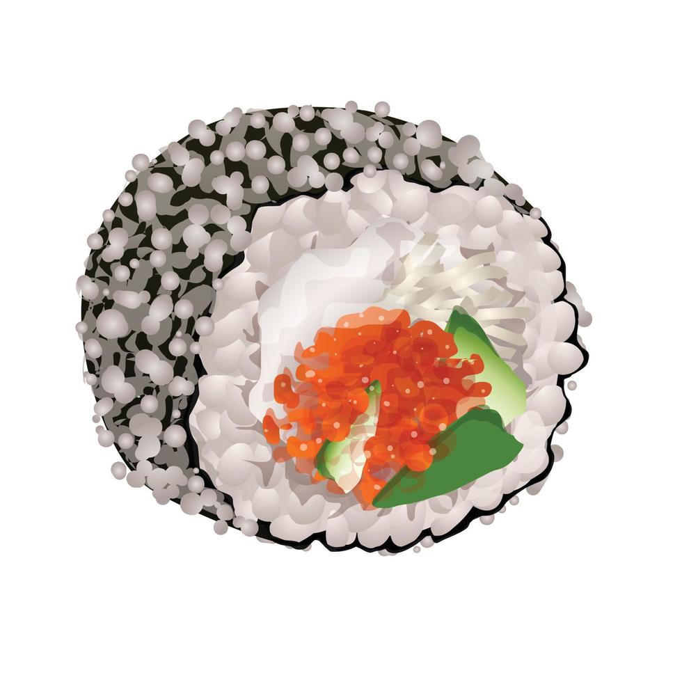Rice sushi roll icon, cartoon style vector