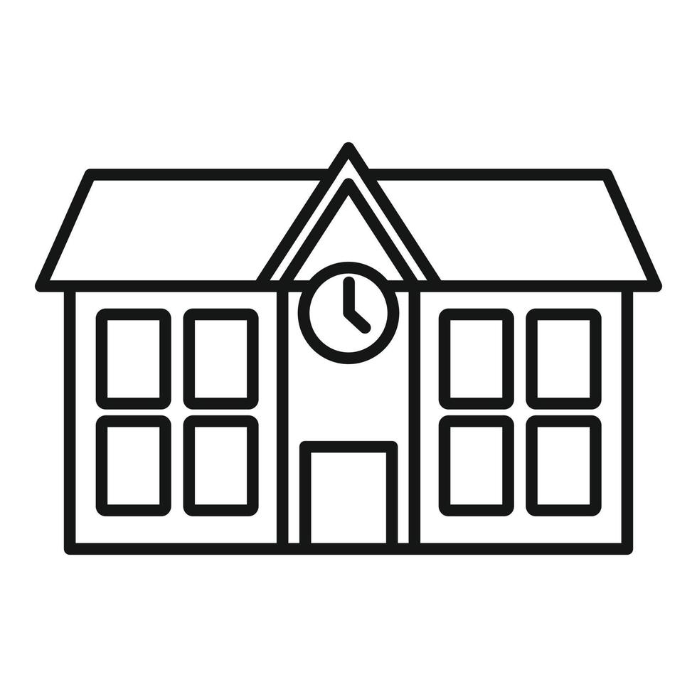 School building icon, outline style vector